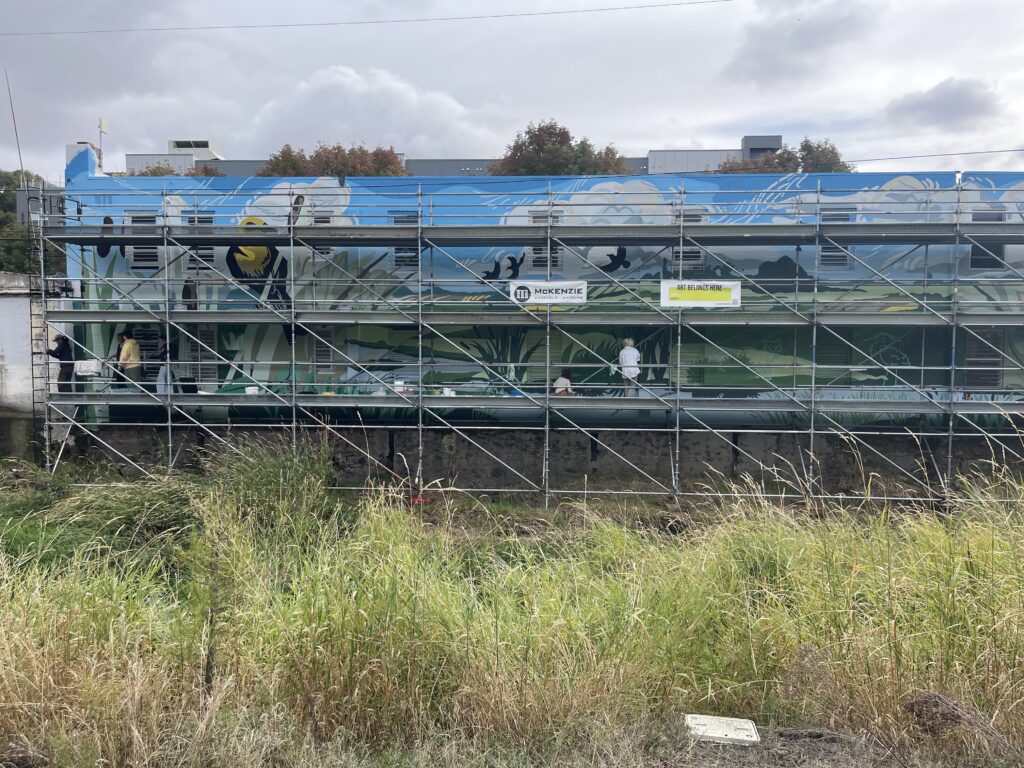 Pullman Riverside Mural in progress